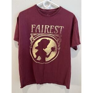 Disney Princess Fairest T-Shirt Size Large. Maroon. Gold Graphics.